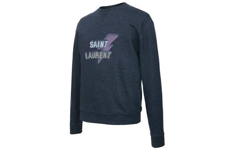 Shop 생로랑 로고 크루넥 풀오버 스웨트셔츠 남성용 그레이. 500649YB20E1466