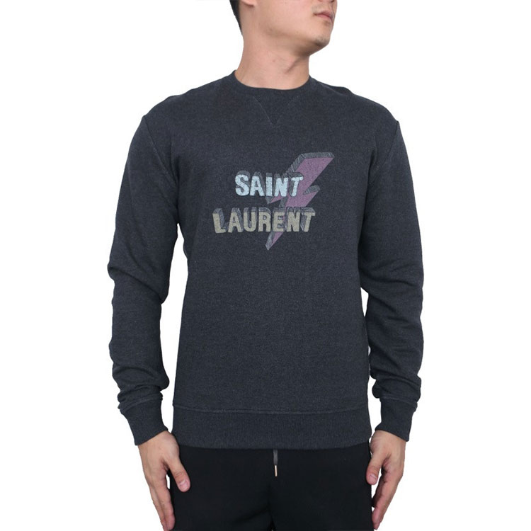 Purchase 생로랑 로고 크루넥 풀오버 스웨트셔츠 남성용 그레이. 500649YB20E1466