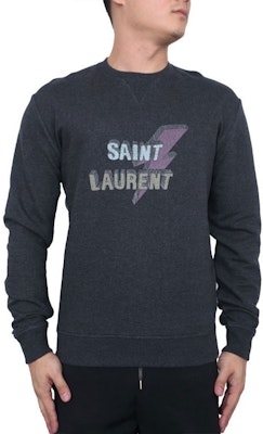 생로랑 로고 크루넥 풀오버 스웨트셔츠 남성용 그레이. 500649YB20E1466 Purchase 생로랑 로고 크루넥 풀오버 스웨트셔츠 남성용 그레이. 500649YB20E1466