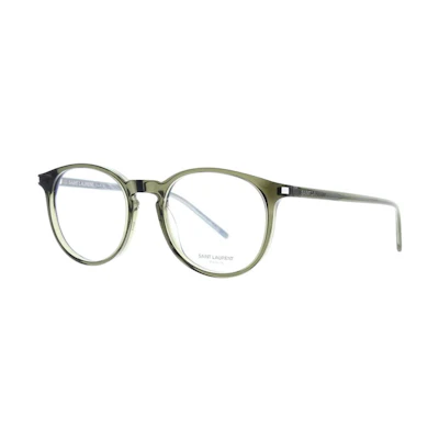 SAINT LAURENT Logo Detail Round Plastic Optical Frame Green Unisex Glasses SL106012