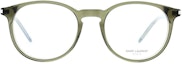 Shop SAINT LAURENT Logo Detail Round Plastic Optical Frame Green Unisex Glasses SL106012