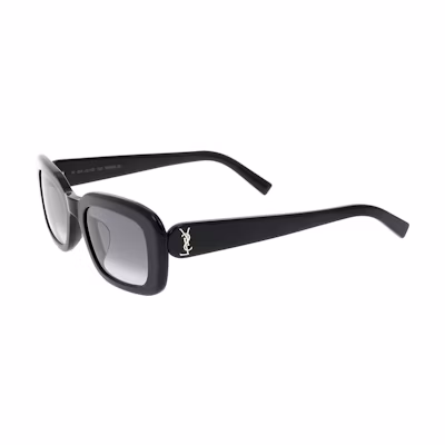 SAINT LAURENT Logo Embellished Acetate Irregular Shape Sunglasses Black Men. SLM130002