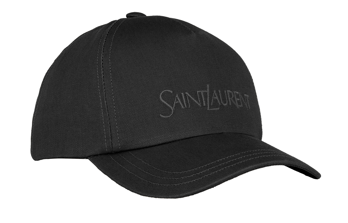 Order Gorra Ajustable Negra de Algodón-Lino Bordada con Logo SAINT LAURENT. 7780633YP191000