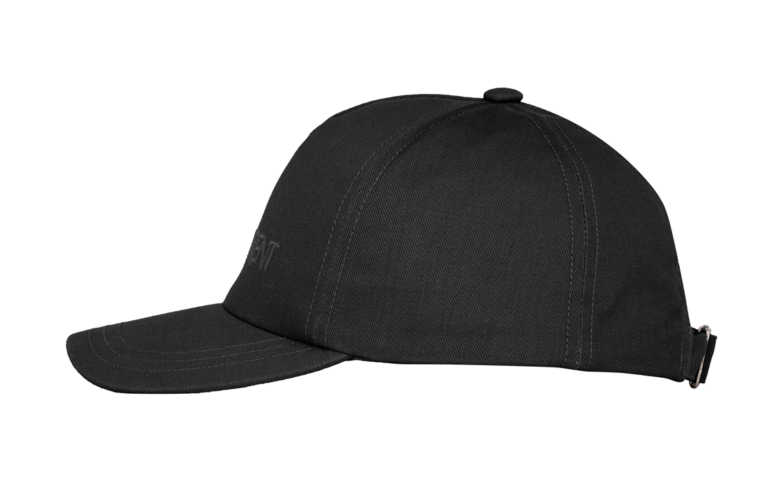 Shop Gorra Ajustable Negra de Algodón-Lino Bordada con Logo SAINT LAURENT. 7780633YP191000