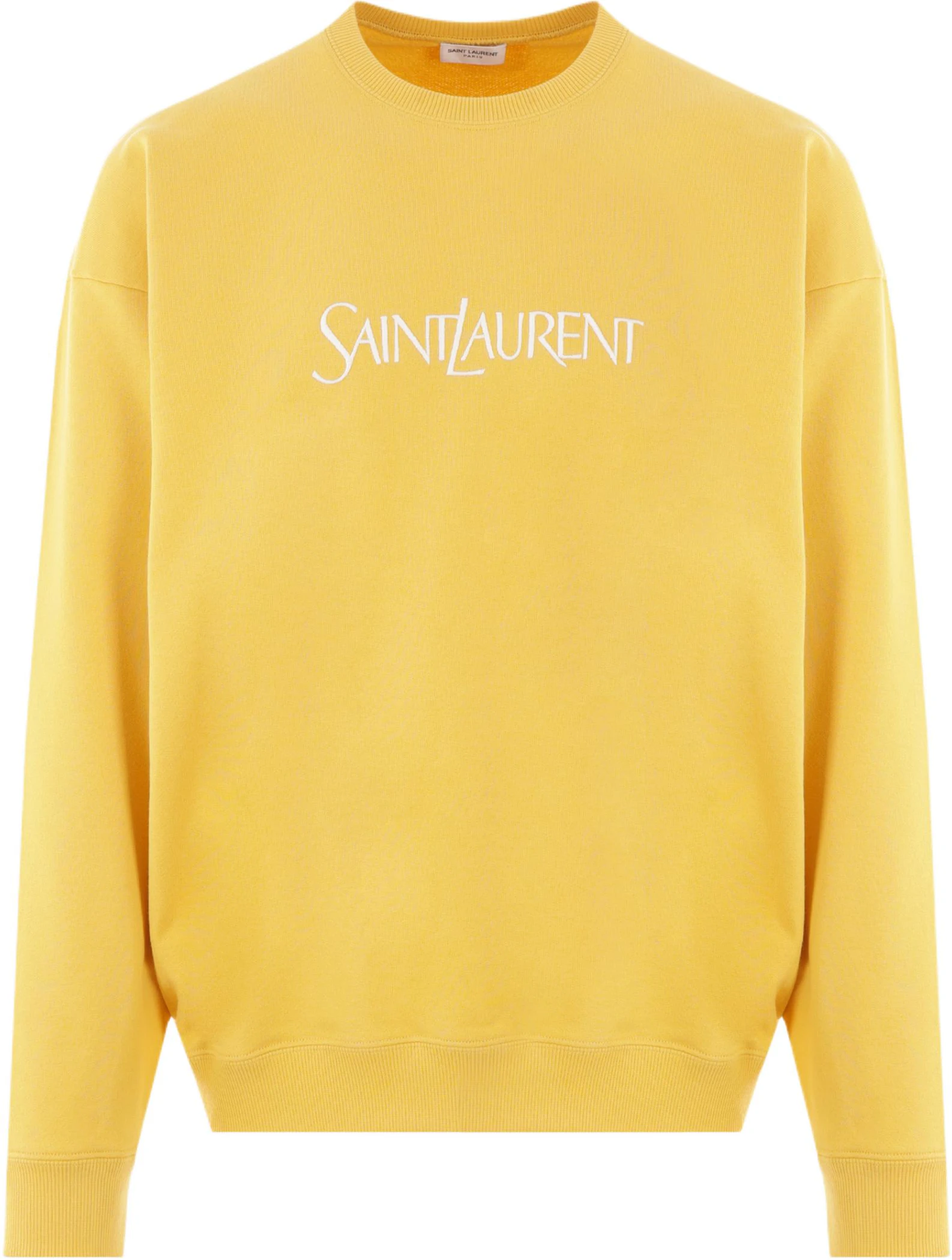 saint-laurent-logo-embroidered-crewneck-yellow-sweatshirt-mens-long-sleeve-782051-y36-zo-7290