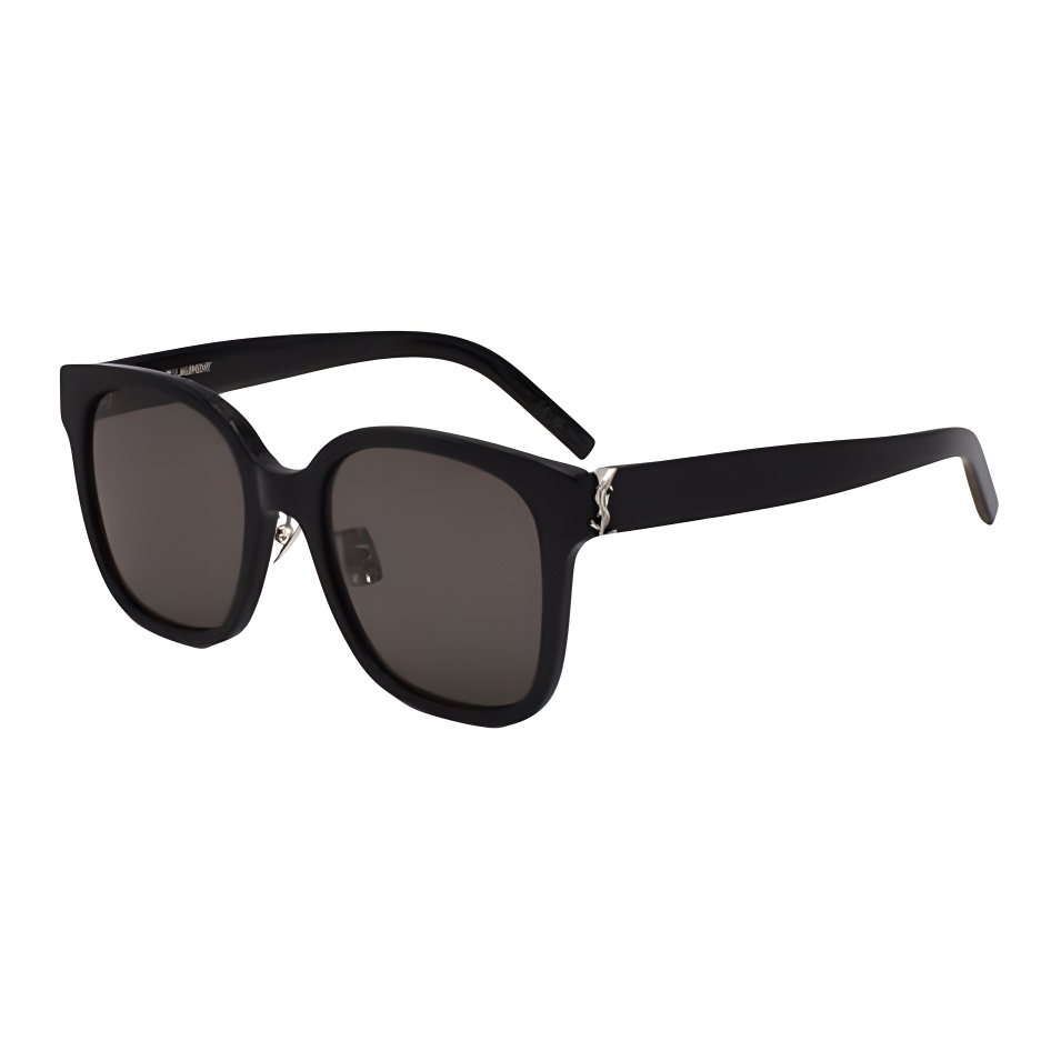 SAINT LAURENT Logo Irregular Acetate Sunglasses Black Unisex Couples Style SLM105F001