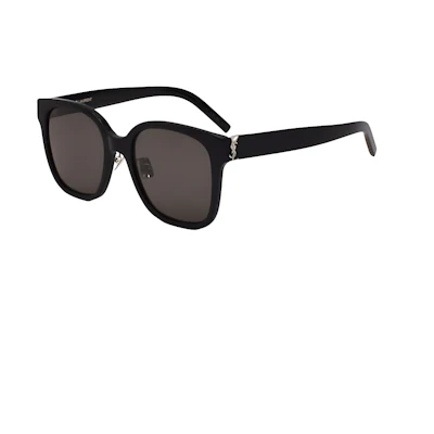SAINT LAURENT Logo Irregular Acetate Sunglasses Black Unisex Couples Style SLM105F001
