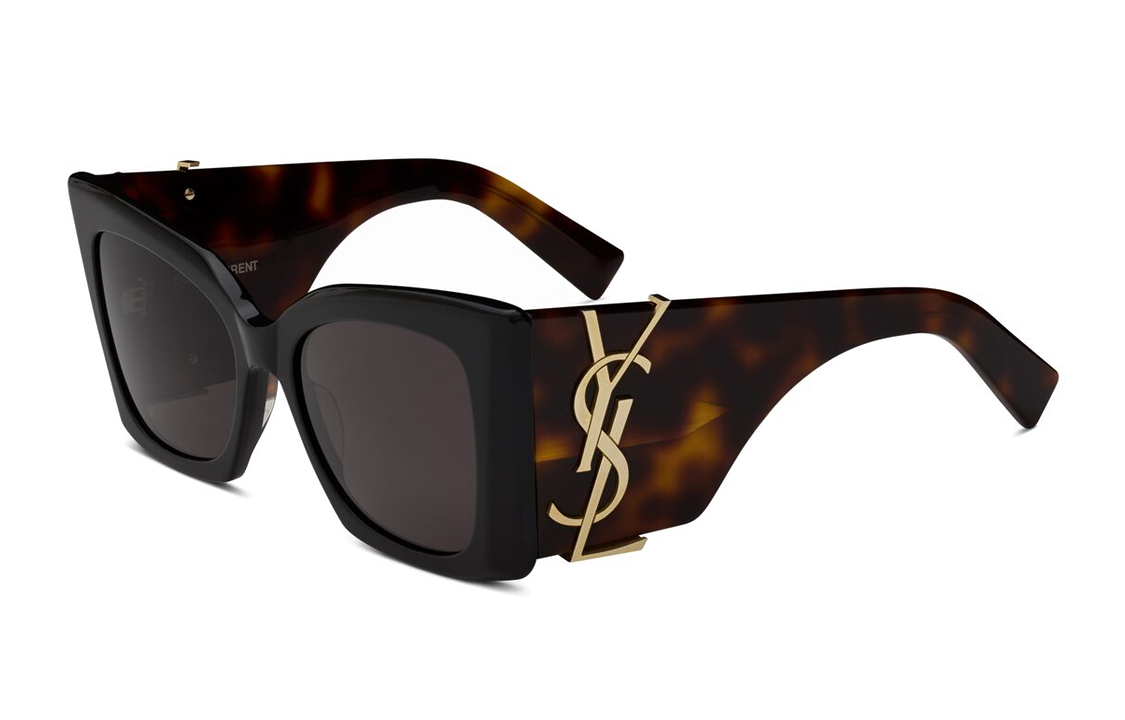 Saint Laurent Logo Irregular Sunglasses Unisex Tortoiseshell Design 736461Y99561040