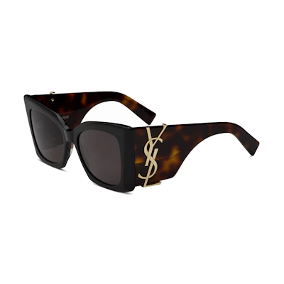 Saint Laurent Logo Irregular Sunglasses Unisex Tortoiseshell Design 736461Y99561040