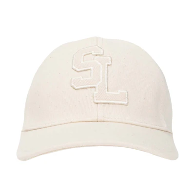 Saint Laurent Logo Patch Baseball Cap Beige