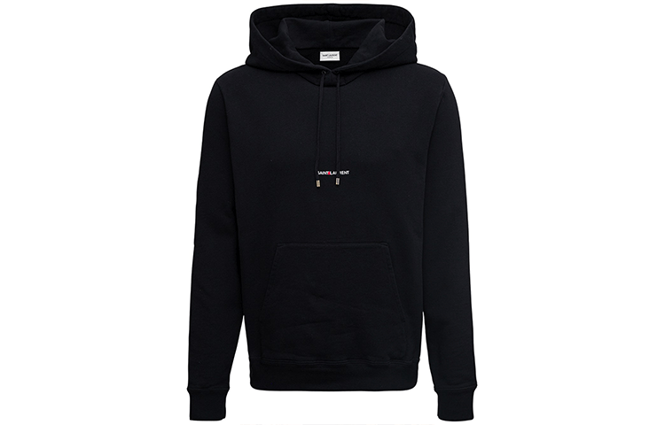 Order SAINT LAURENT Logo Print Black Hoodie Mens Long Sleeve Casual Wear Sweatshirt 677259YB2PG1000