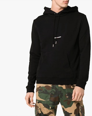 SAINT LAURENT Logo Print Black Hoodie Mens Long Sleeve Casual Wear Sweatshirt 677259YB2PG1000 Details for SAINT LAURENT Logo Print Black Hoodie Mens Long Sleeve Casual Wear Sweatshirt 677259YB2PG1000