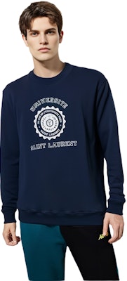 サンローラン ロゴプリント クルーネック スウェットシャツ ネイビーブルー メンズ. 467907YB1EJ4143 Details for サンローラン ロゴプリント クルーネック スウェットシャツ ネイビーブルー メンズ. 467907YB1EJ4143