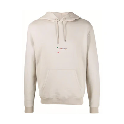 Saint Laurent Logo Print Hoodie Beige 689399Y36QQ9760