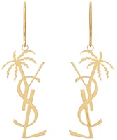 Saint Laurent Logo Shaped Aluminum Earrings Unisex Couple Style Gold. 584129 Y3200 8060 Saint Laurent Logo Shaped Aluminum Earrings Unisex Couple Style Gold. 584129 Y3200 8060