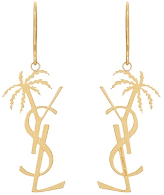 Saint Laurent Logo Shaped Aluminum Earrings Unisex Couple Style Gold. 584129 Y3200 8060 Order Saint Laurent Logo Shaped Aluminum Earrings Unisex Couple Style Gold. 584129 Y3200 8060