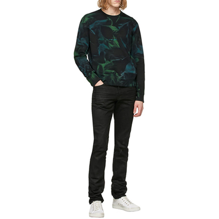 Lookbook SAINT LAURENT Logo Tie-Dye Crewneck Lengan Panjang Sweatshirt Hijau 652506Y36CZ1164