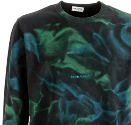SAINT LAURENT Logo Tie-Dye Crewneck Lengan Panjang Sweatshirt Hijau 652506Y36CZ1164 Details for SAINT LAURENT Logo Tie-Dye Crewneck Lengan Panjang Sweatshirt Hijau 652506Y36CZ1164
