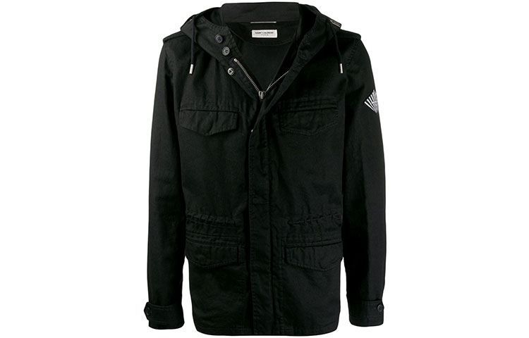 Saint Laurent Logo Zip-Up Hooded Jacket 581788Y153W1000