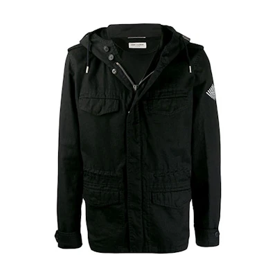 Saint Laurent Logo Zip-Up Hooded Jacket 581788Y153W1000