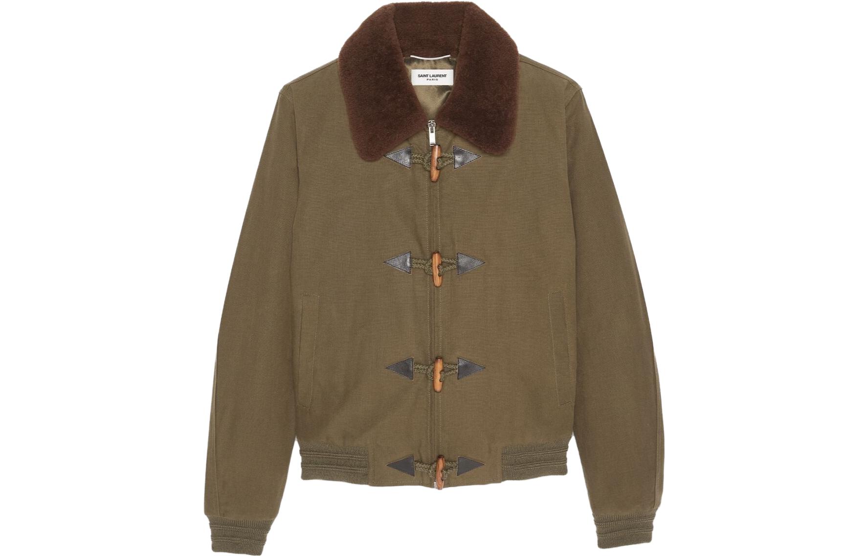 Saint Laurent Loose-Fit Olive Green Zip-Up Jacket 662365Y9B482963