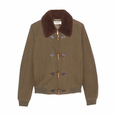Saint Laurent Loose-Fit Olive Green Zip-Up Jacket 662365Y9B482963