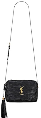 Saint Laurent Lou Camera Bag In Crocodile-Embossed Shiny Leather Black Buy Saint Laurent Lou Camera Bag In Crocodile-Embossed Shiny Leather Black