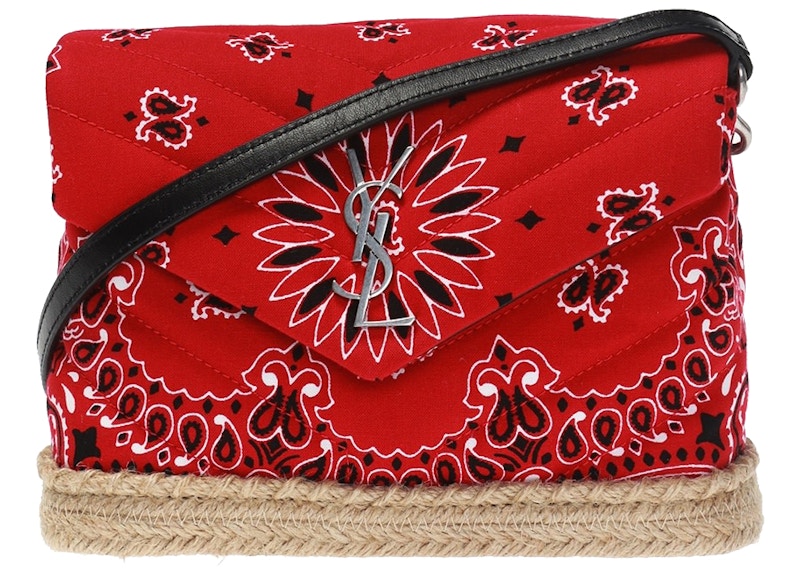 Saint Laurent Loulou Espadrille Bandana Shoulder Bag Red
