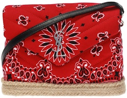 Saint Laurent Loulou Espadrille Bandana Shoulder Bag Red Saint Laurent Loulou Espadrille Bandana Shoulder Bag Red