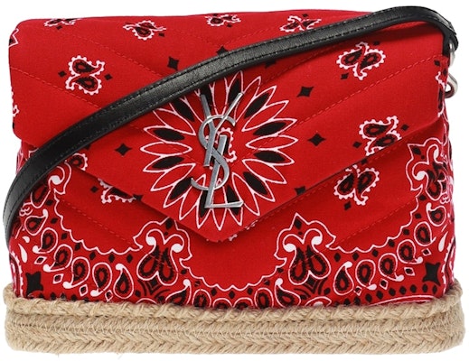 Saint Laurent Loulou Espadrille Bandana Shoulder Bag Red Buy Saint Laurent Loulou Espadrille Bandana Shoulder Bag Red