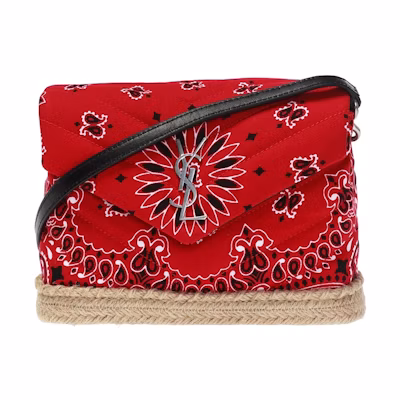 Saint Laurent Loulou Espadrille Bandana Shoulder Bag Red