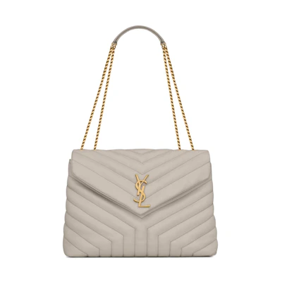 Saint Laurent Loulou Medium Chain Bag Matelasse Y Blanc Vintage