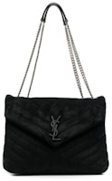 Saint Laurent Loulou Medium Suede Shoulder Bag Black Saint Laurent Loulou Medium Suede Shoulder Bag Black