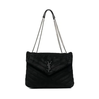 Saint Laurent Loulou Medium Suede Shoulder Bag Black
