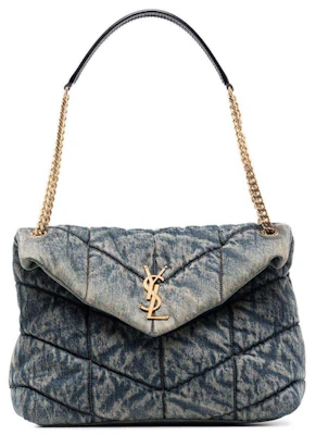 聖羅蘭 Loulou Puffer 丹寧藍色肩背包 Buy 聖羅蘭 Loulou Puffer 丹寧藍色肩背包