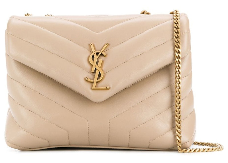 Saint Laurent Loulou Quilted Shoulder Bag Beige