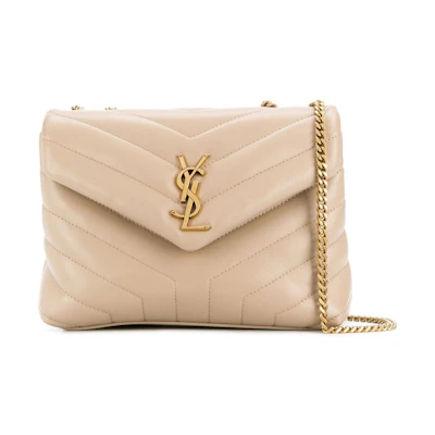 Saint Laurent Loulou Quilted Shoulder Bag Beige