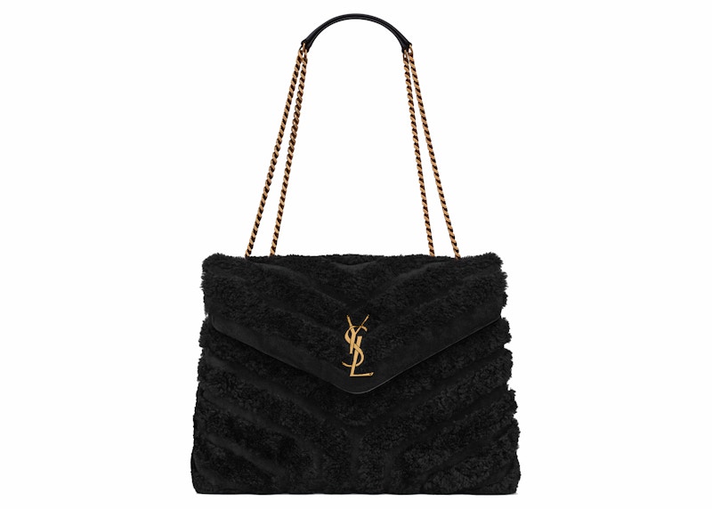 Saint Laurent Loulou Quilted Y Patchwork Chain Bag Noir