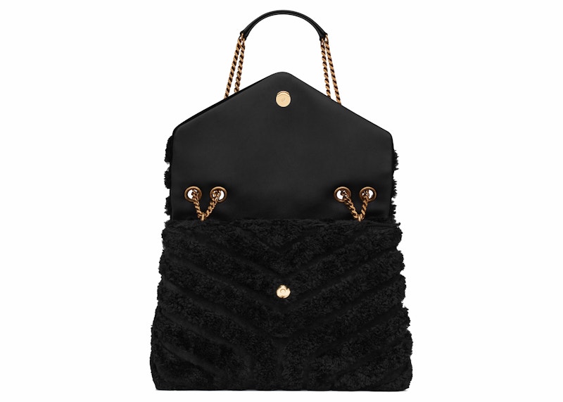 Lookbook 聖羅蘭Loulou絎縫Y拼接鏈條包黑色款