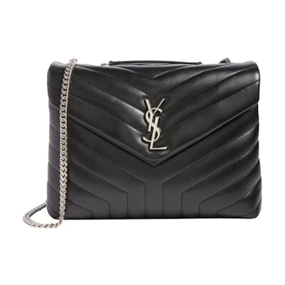 Saint Laurent Loulou Silver-tone Medium Black