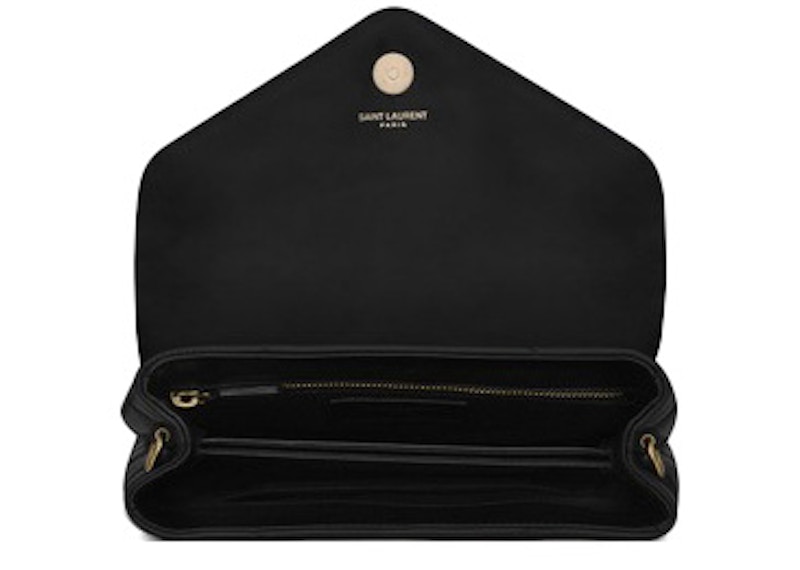Lookbook Saint Laurent Loulou Toy Bag Kulit Matelasse Hitam Aksen Emas