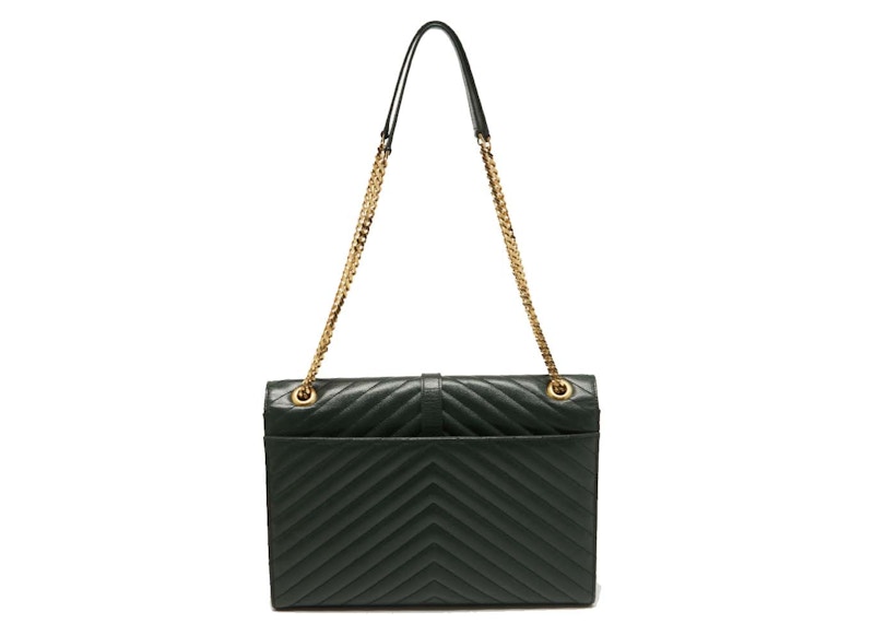 Saint Laurent Matelasse Leather Large Monogram Envelope Shoulder Bag Green 圖 2