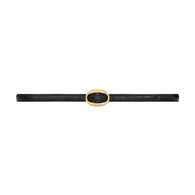 SAINT LAURENT Men’s Black Leather Belt 1.5cm Wide 7569591zq0p1000