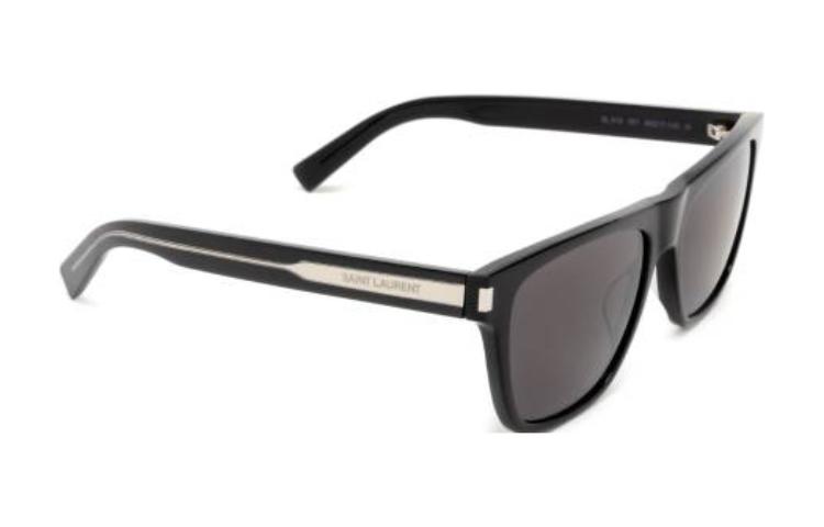 Lookbook SAINT LAURENT Men’s Irregular Acetate Black Logo Sunglasses. SL619001