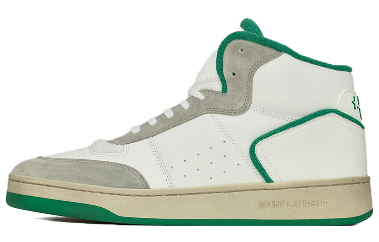 Saint Laurent Mid-Top Lace-Up Sneaker 'White Green' 711250AAB3D8513