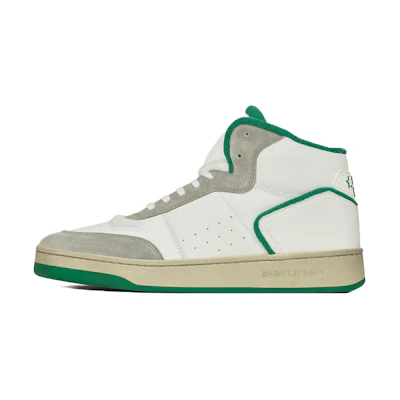 Saint Laurent Mid-Top Lace-Up Sneaker 'White Green'