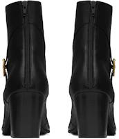 Shop SAINT LAURENT 金屬扣米克拉鍊短靴 黑色