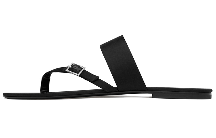 Buy 聖羅蘭 Milo 绉纱水钻 露趾 一字拖鞋 男款 黑色