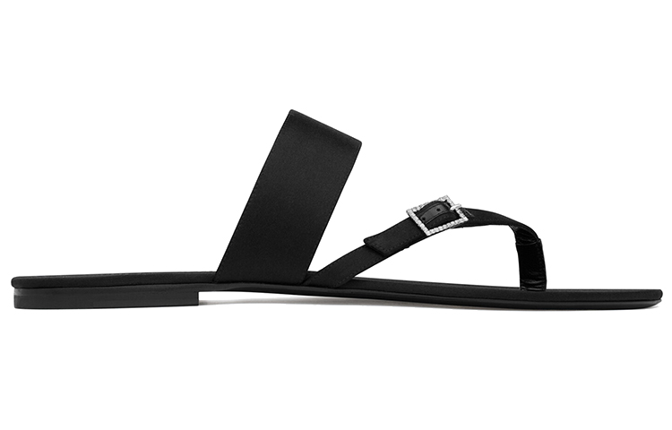 Saint Laurent Milo 'Black Mesh Rhinestone Open-Toe Slider' 圖 2