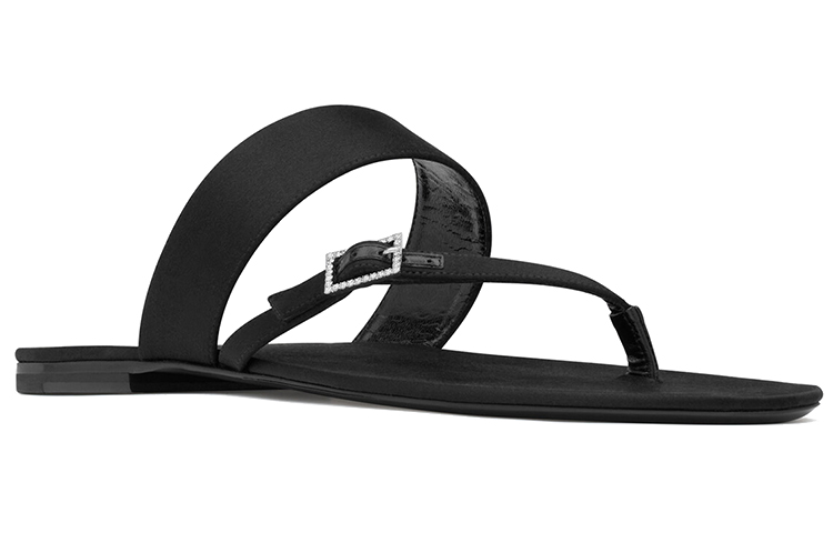 Saint Laurent Milo 'Black Mesh Rhinestone Open-Toe Slider' 圖 3